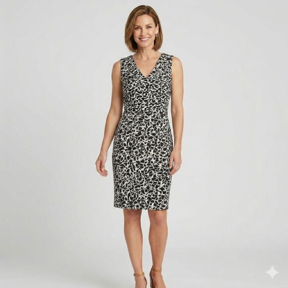 London Times Dresses & Skirts - Abstract Print Cocktail Dress Women's Size 8 Black White